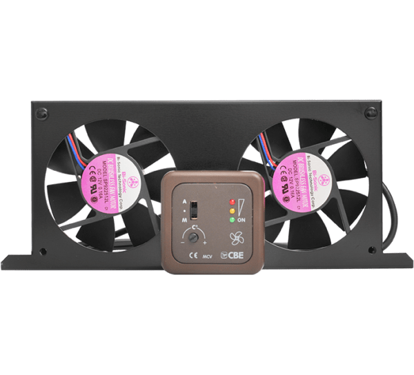 Ventilador Duplo com Termostato Quadrado Castanho