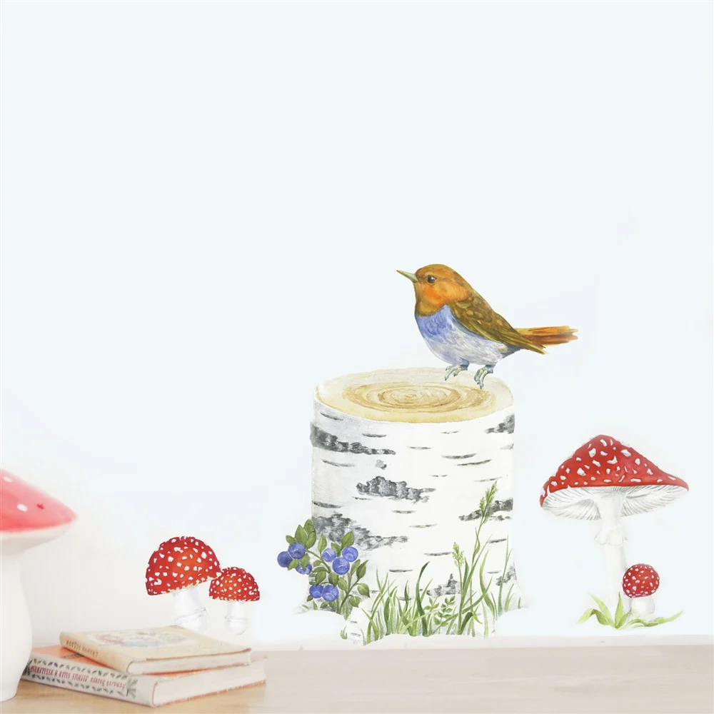 Adesivos de Parede – Trunk, Bird & Toadstools